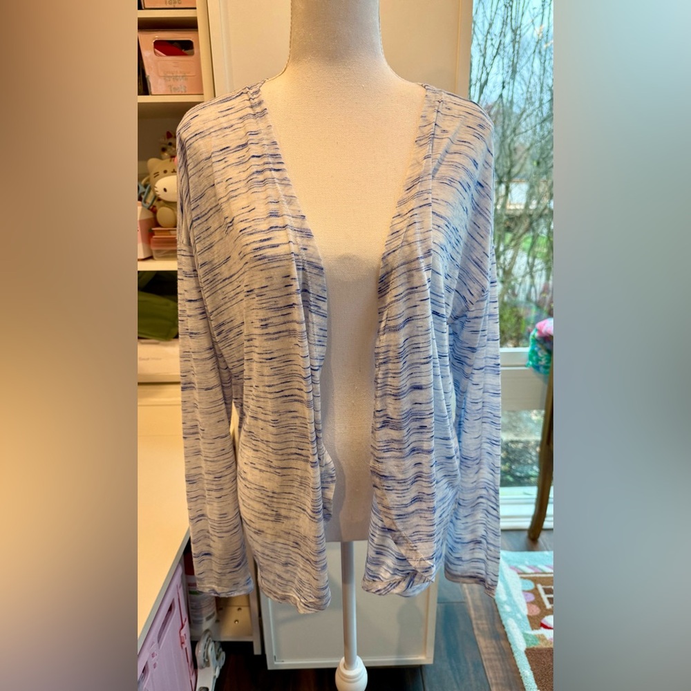 Threads 4 Thought Oregon Cardigan Blue Space-Dye Open Front M/L